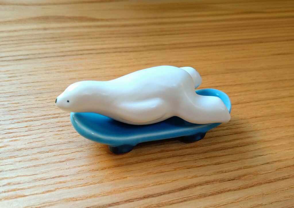 polar bear chopstick rest on skateboard ceramic